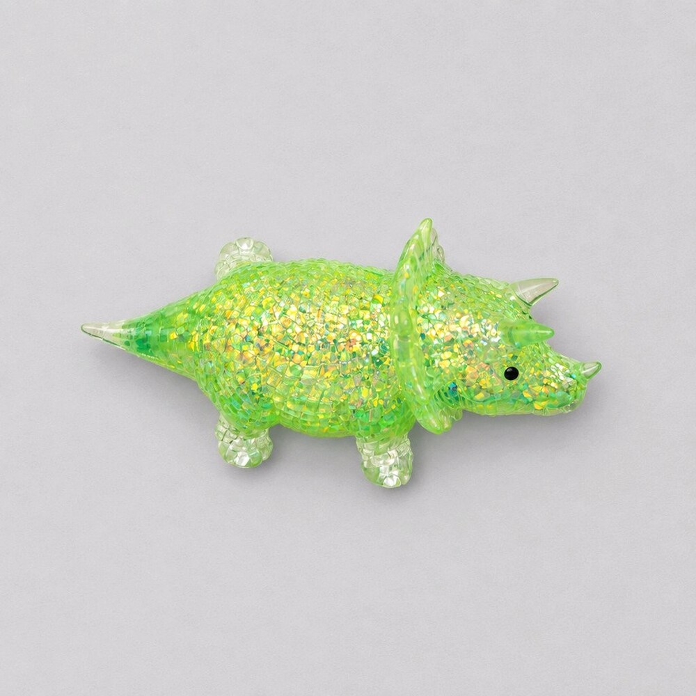 Slowrise Green Squishy Triceratops Figurine with Iridescent Glitter